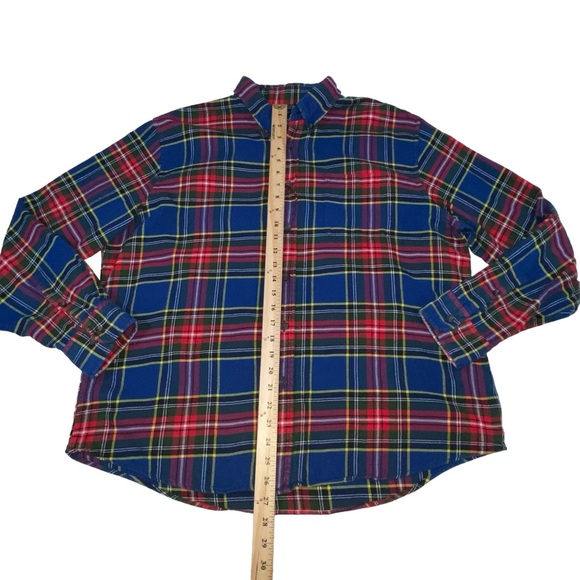 Land's End Traditional Fit Blue Red Plaid Flannel Button Down Shirt - Men’s XL - Picture 3 of 10